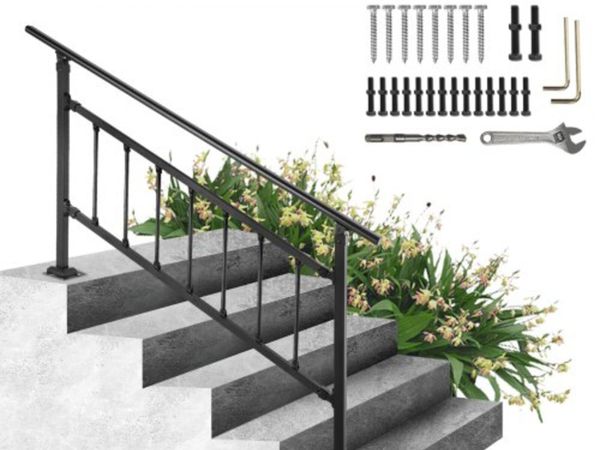 Outdoor Stair Railing, Fits for 1-4 Steps Transiti - Main image