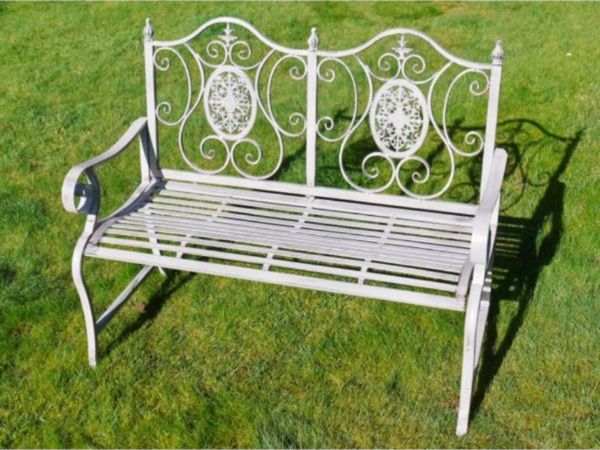 Bench – Ornate Back – Legs – Grey – D4844 - Main image