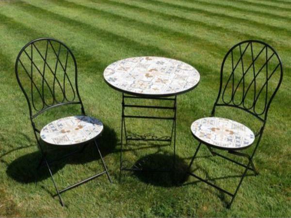 Two Seater Table & Chairs Mosaic Black D11173 - Main image