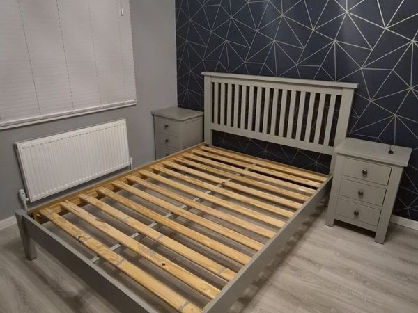 Wooden Double Bedframe + 2x Drawer Bedside Locker - Main image
