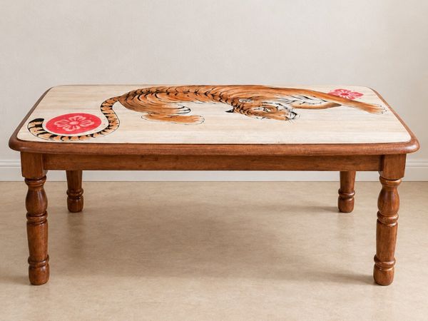 Hand-painted solid wood coffee table - Main image