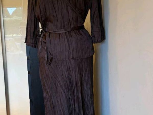 2 Piece Chocolate Brown Kaliko Suit. - Main image