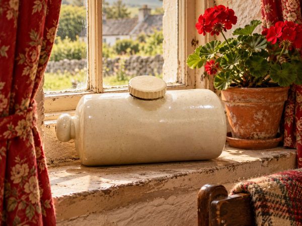 antique vintage hot water bottle cottage pub fire - Main image