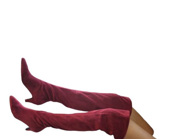 Bugundy thigh high boots - Main image