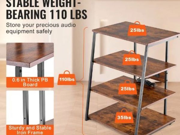 4-Tier AV Media Stand with Power Strips - Main image