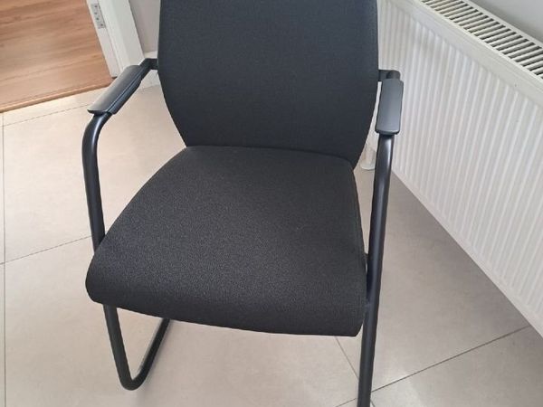 2 Black fabric home office chairs as new - Main image
