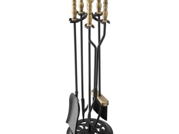 Fireplace Tool Set, 5 PCS Fire Tool Set and Holder - Main image