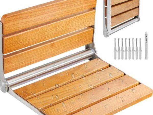 Folding Oak Shower Seat 16.1"/40.9cm x13.4"/34 - Main image