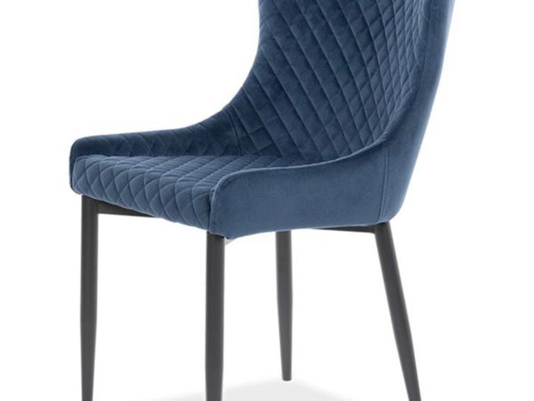 6 navy velvet kitchen chairs,  2 island chairs - Main image