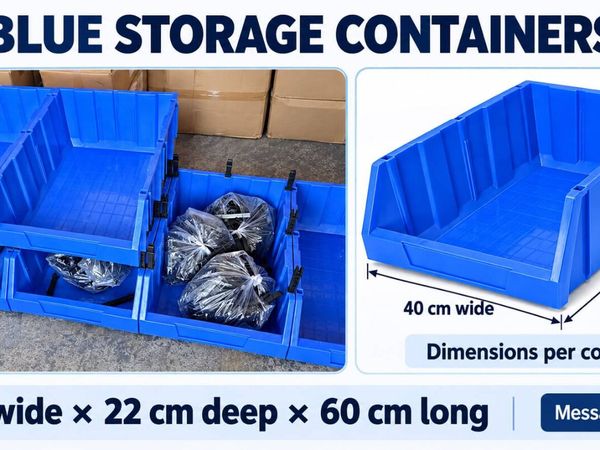 Large Heavy-Duty Blue Stackable Parts Storage Bins - Main image