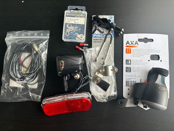 Bike Dynamo Set: Dynamo, Front & Rear Light, Cable - Main image