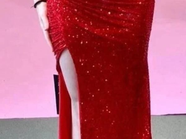 Red sparkly ball dress Size UK 6 - Main image