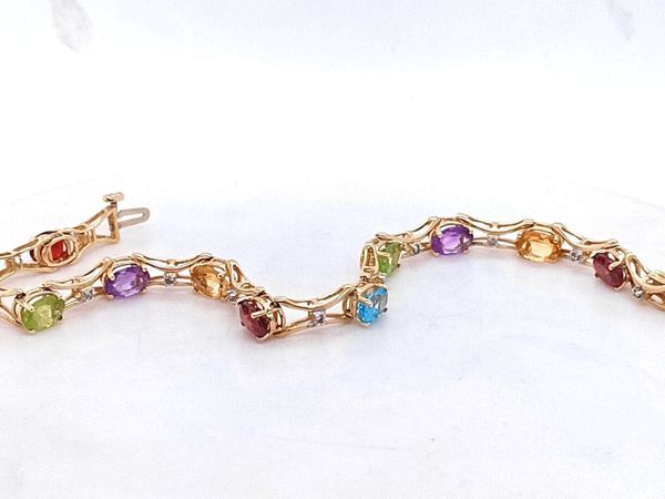 14k Gold Diamond & Multi Gem Bracelet - Main image