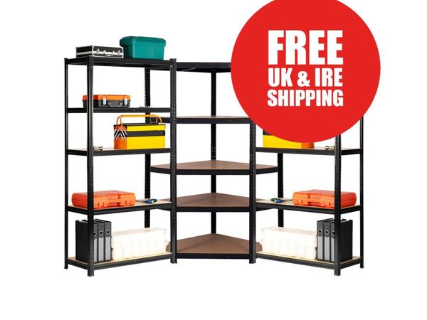 Budget Garage Shelving | 3 Corner Bay Black - Main image