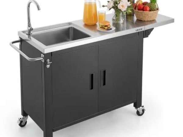 Outdoor Grill Cart with Sink and Storage Cabinet, - Main image