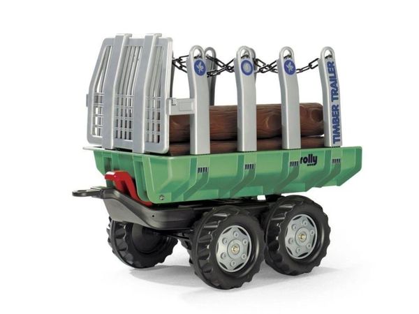 Rolly John Deere Twin Axle Trailer with Logs - Main image