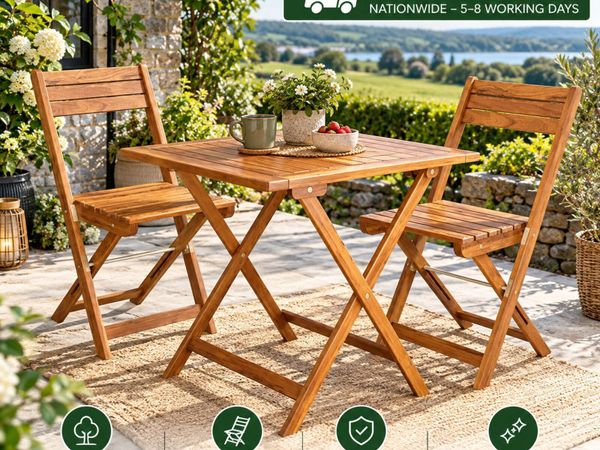 3 Piece Folding Garden Furniture Set Acacia Wood - Main image
