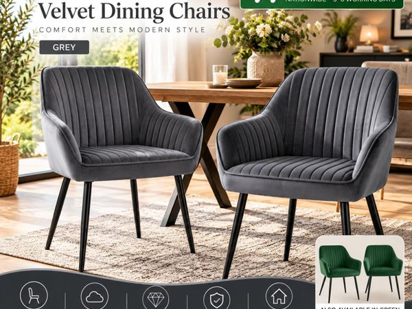 Set of 2 Velvet Dining Chairs with Armrests - Main image