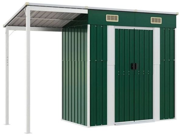 Garden Shed with Extended Roof Green 277x107x181 c - Main image