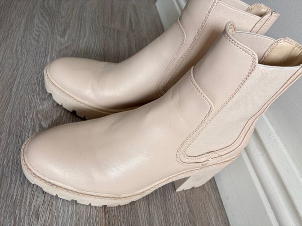 Cream Lug Sole Platform Heeled Boots - Size 5 - Main image