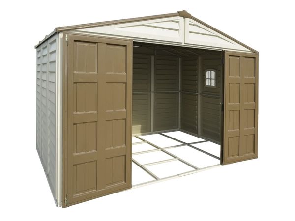 🏡 10x8 WOODBRIDGE VINYL GARDEN SHED – IVORY - Main image