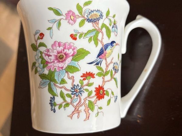 Aynsley Pembroke fine bone china mug featuring a colorful botanical floral and bird pattern - Main image