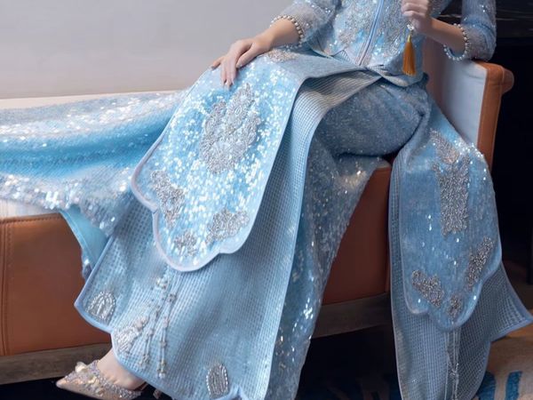 Elegantly Blue Handmade Chinese Dress - Main image
