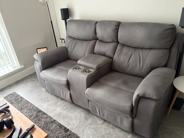 Plaza Grey Electric Recliner Sofa with Console, Cu - Main image