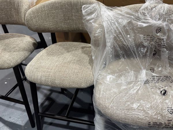 4 Beige Fabric Counter Bar Stools Like New - Main image