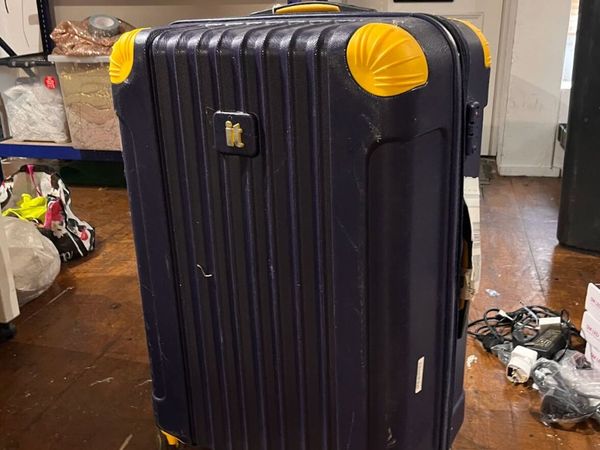 XL blue/yellow hard-shell suitcase - Main image