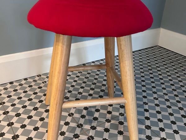 Red Velvet  Dressing Table Vanity Stool - Main image