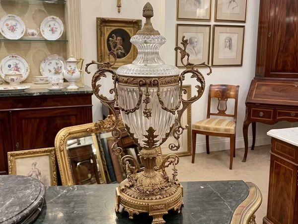 Large High quality brass and glass vase or lamp - Main image