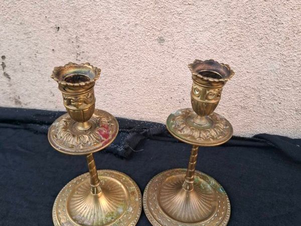 Duo brass candle holder postage possible - Main image