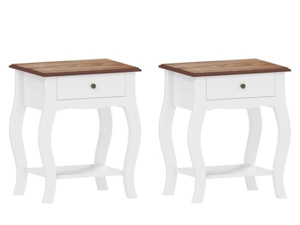 2pcs Bedside Tables with Drawer, French Style Beds - Main image