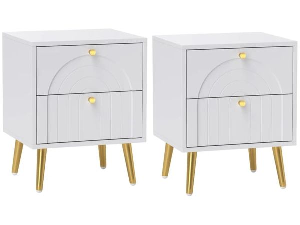 2-Drawer Bedside Table Set of 2 - White

Features: - Main image