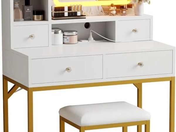 Dressing Table with LED Mirror & Power Outlet, Van - Main image