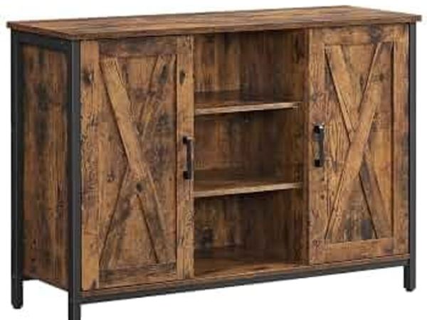 Buffet Table, Sideboard with Cupboard, Barn Doors - Main image
