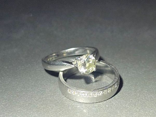 Platinum Engagement (.70ct) and Wedding Ring - Main image