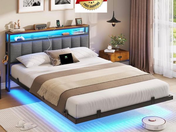 Double Bed Frame 135x190 cm with Floating Visual E - Main image