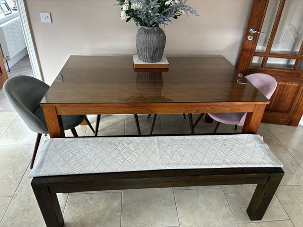 Oak table, 4 chairs and bench - Main image