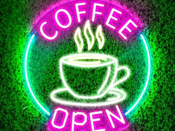 Coffee Open Neon Sign Light Up for Wall Decor USB - Main image