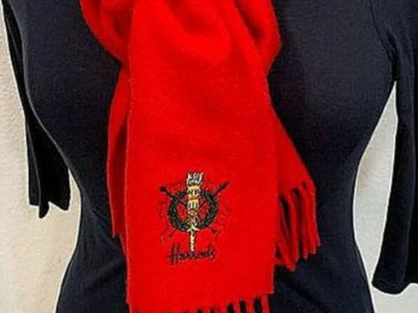 Authentic Harrods Red Wool Scarf–Pristine/Unworn - Main image