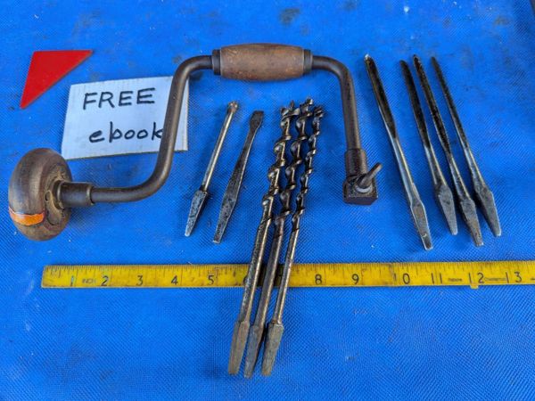 Antique  Carpenters Brace & Bits - Main image