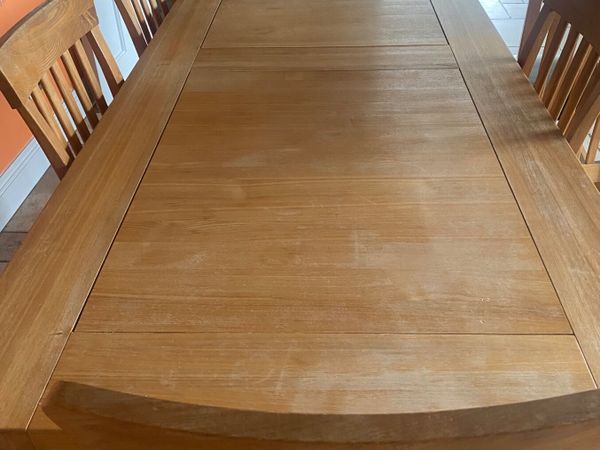 Solid Oak 7ft kitchen table with 6 chairs - Main image