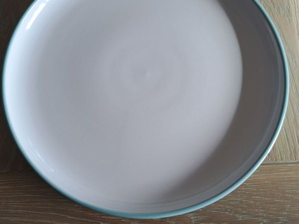 Set of Eight Dinner Plates White & Duck Egg - Main image