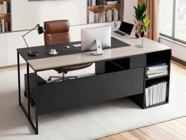 L-Shaped Executive Desk, Large Modern Office Table - Main image