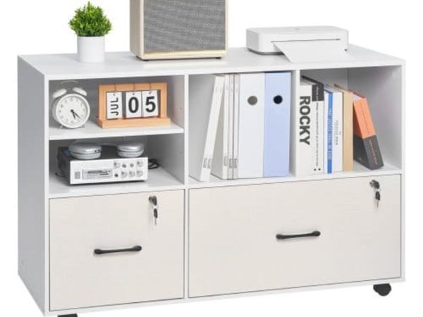 2 Drawer Wooden File Cabinet, Mobile Filing Cabine - Main image