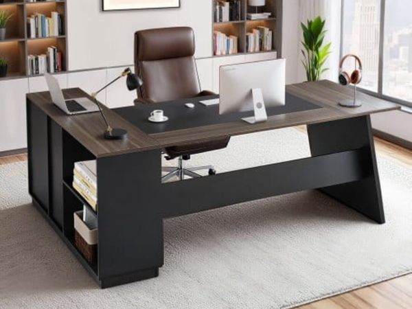 L-Shaped Executive Desk, Large Modern Office Table - Main image