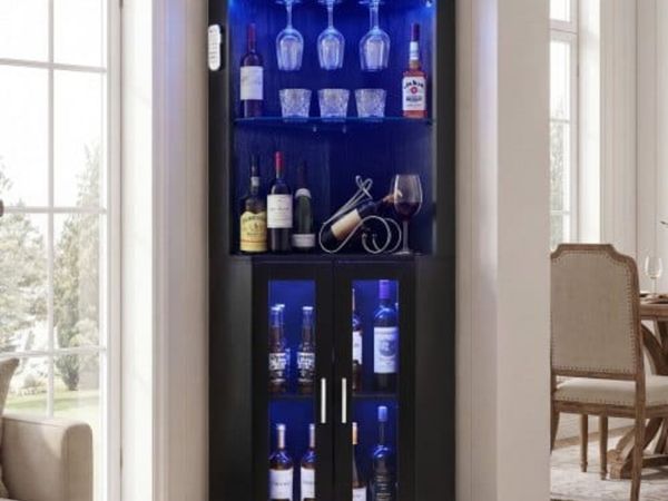 Corner Wine Cabinet, Bar Cabinet with Ample Storag - Main image