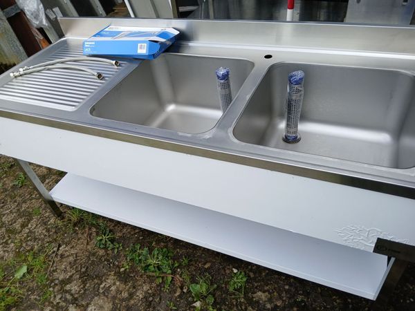 Staneless steel cabbinet double sink unit delivere - Main image